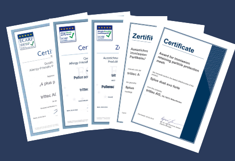 德國trittec防微塵紗網提供業界最完整國內外檢測報告